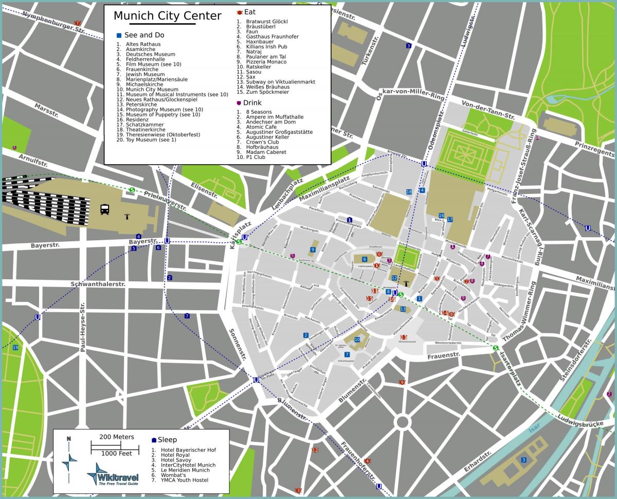 turist karta över münchen sevärdheter