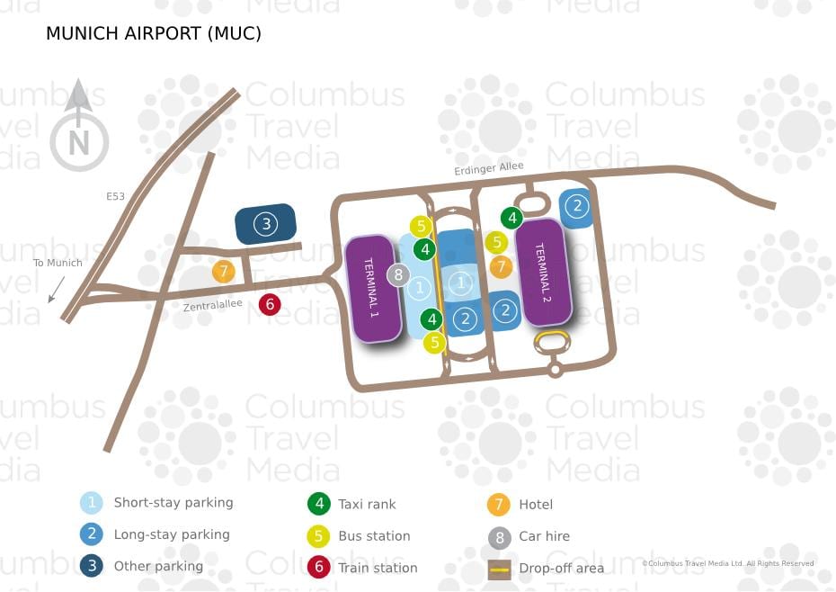 Karta från münchens flygplats och tågstation