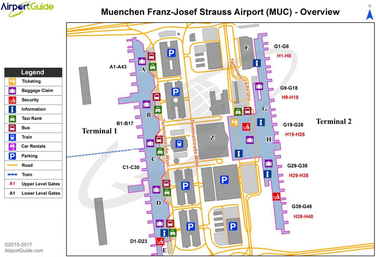 münchen, internationell flygplats karta