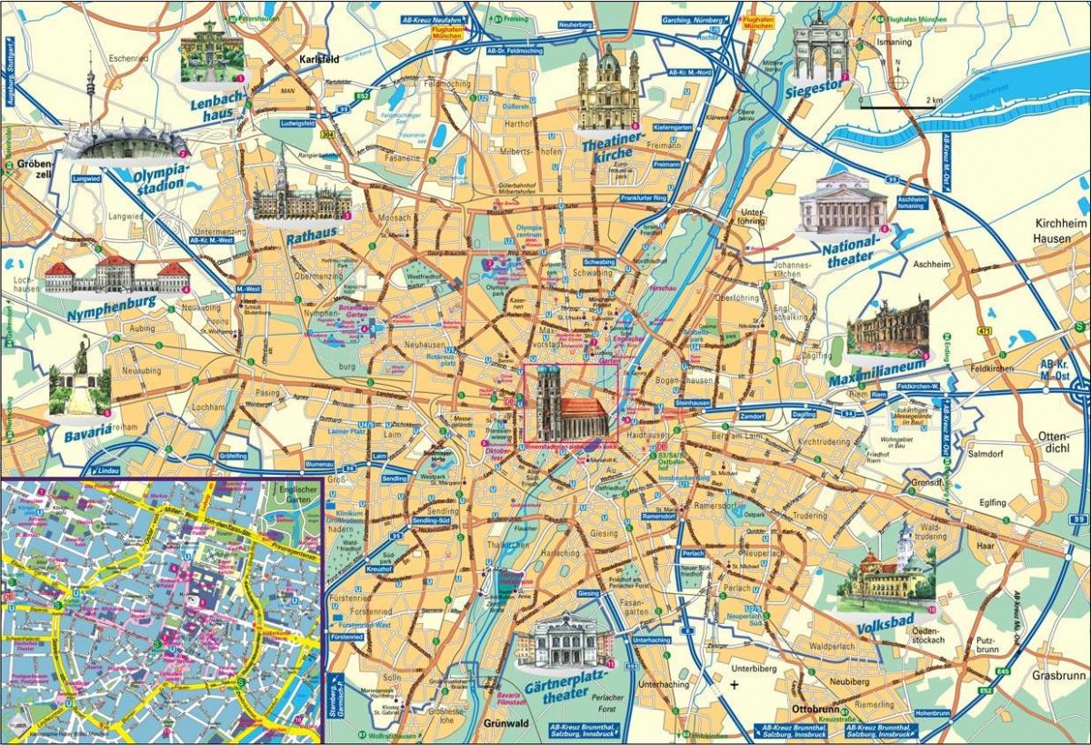 karta över staden i münchen, tyskland