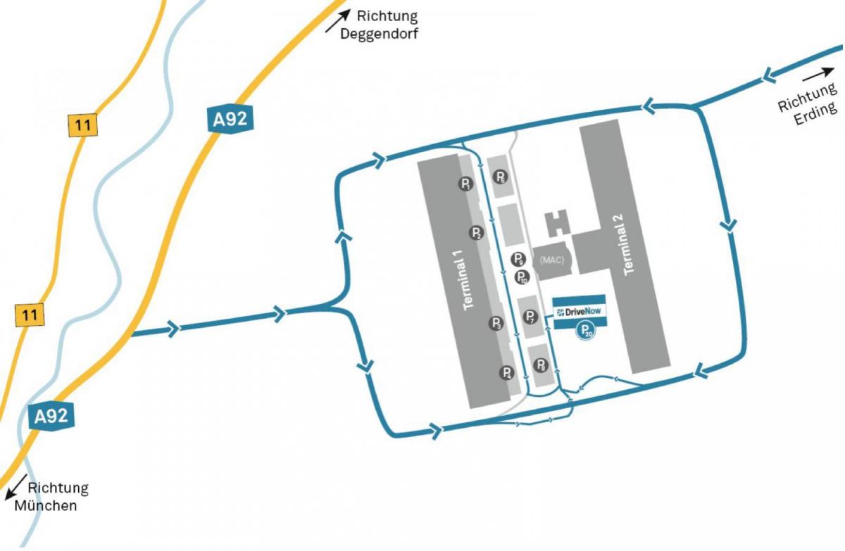 münchen flygplats biluthyrning karta
