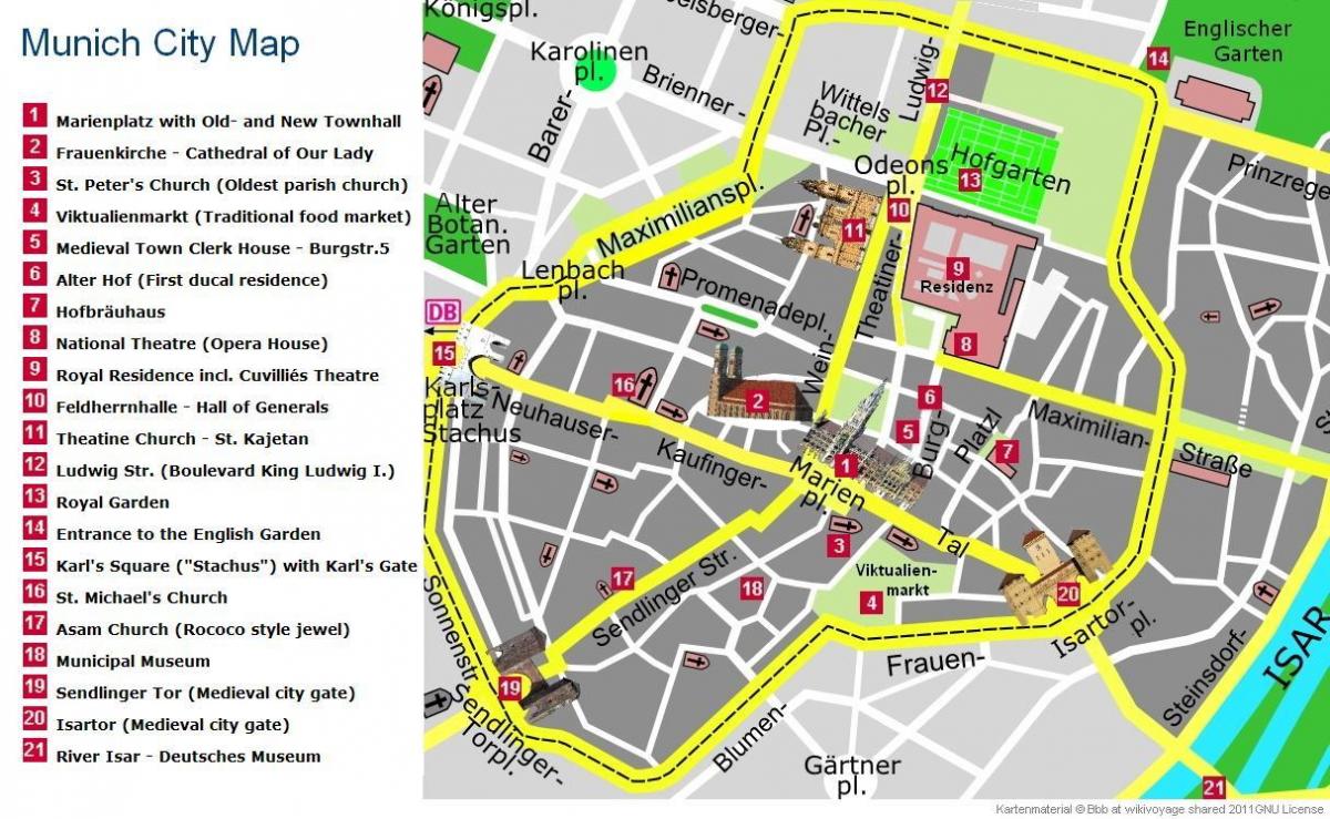 karta över münchen city center sevärdheter