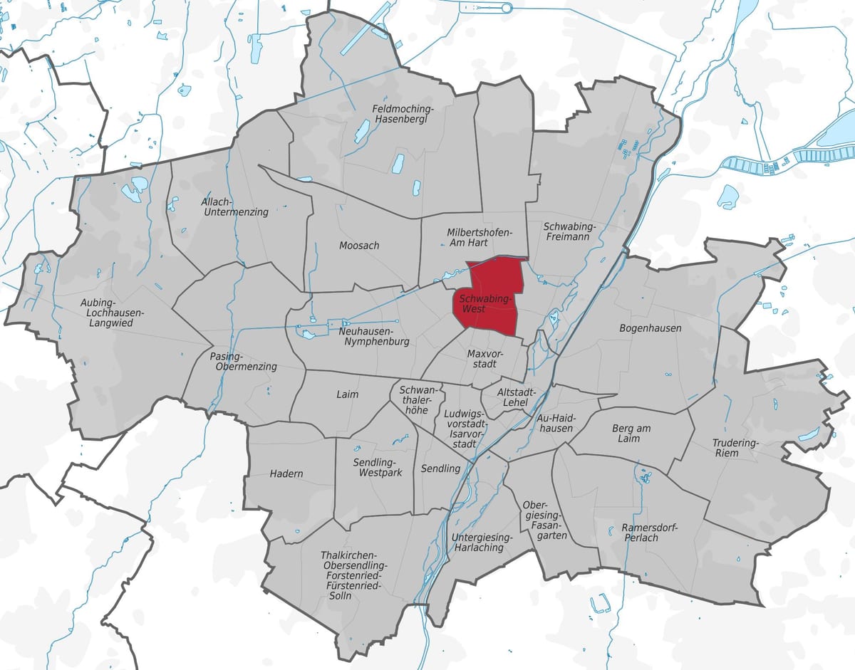 Kartan över münchen schwabing