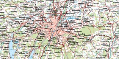 Karta över münchen och omgivande städer