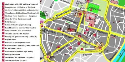 Karta över münchen city center sevärdheter